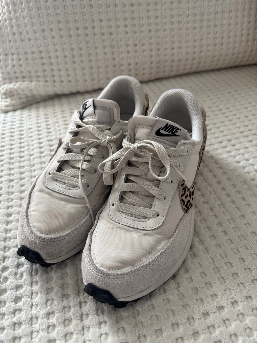 Nike Women’s Neutral Beige Sneakers with Leopard Swoosh - Picture 2 of 5